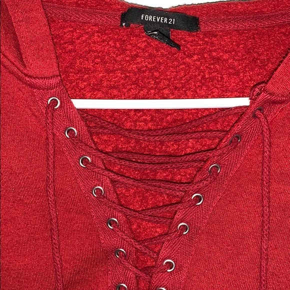 Red lace up hoodie - Picture 2 of 3